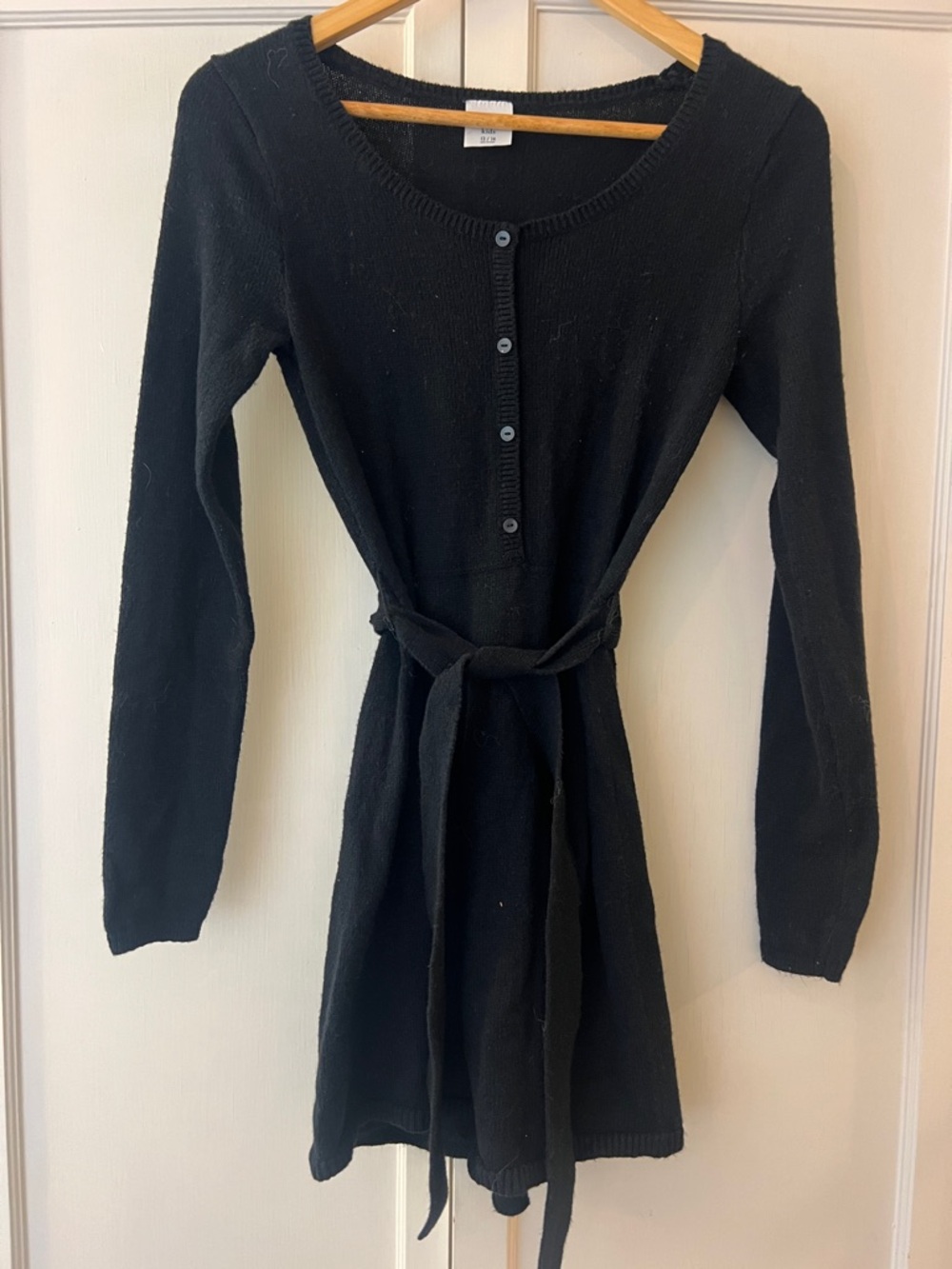 Abercrombie kids Black Knit Belted Long-Sleeve Dress